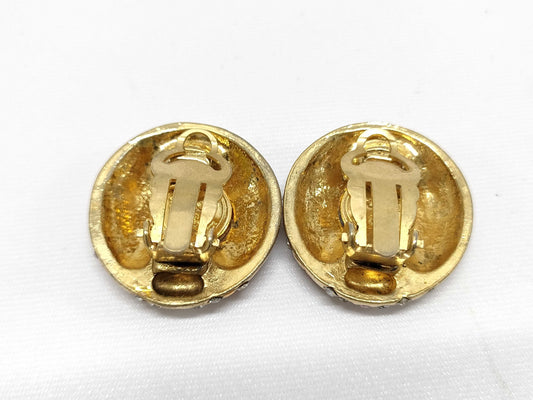 CHANEL logo rhinestone earrings