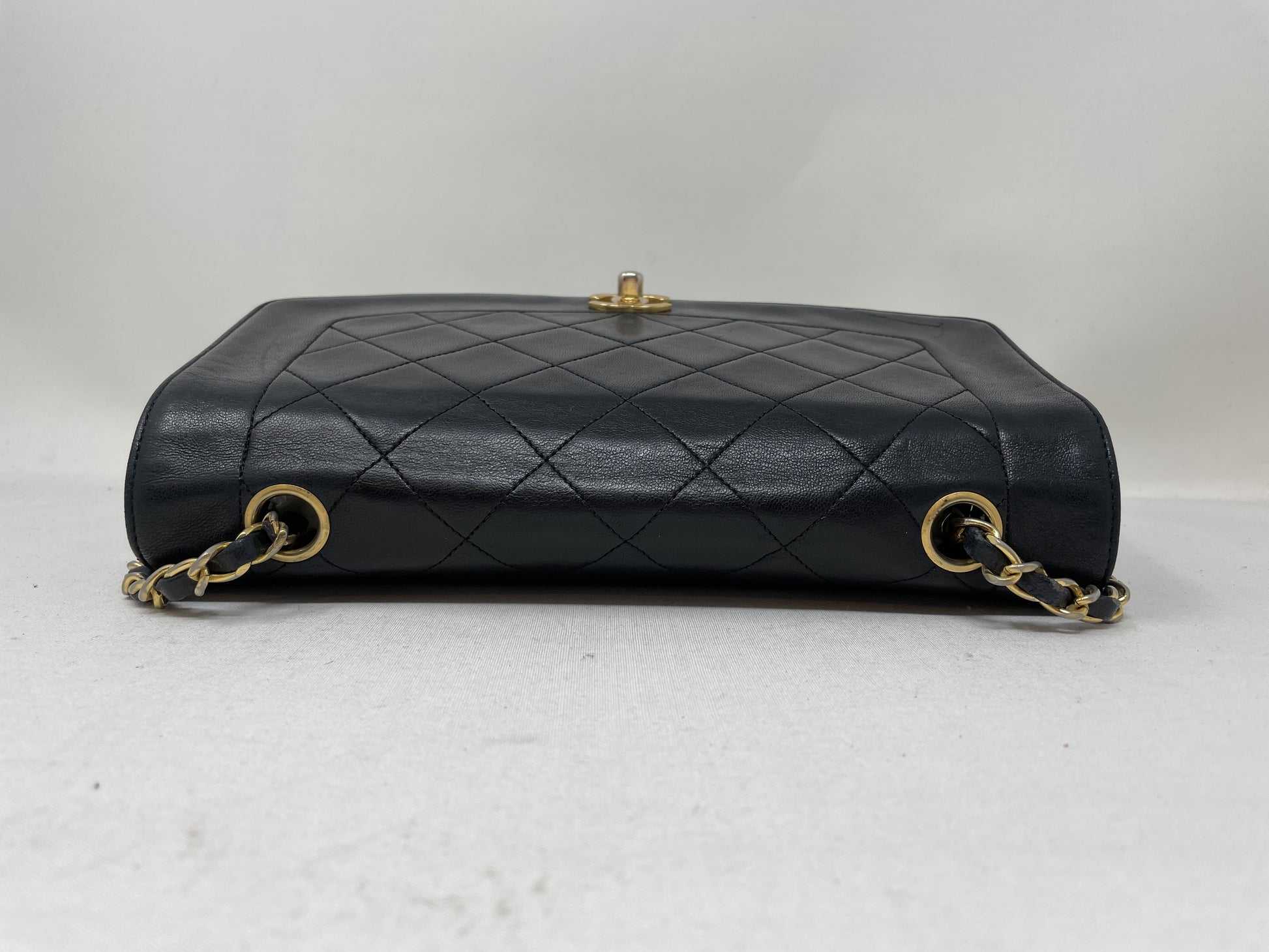 CHANEL Diana Matelasse Shoulder Bag in Black with Seal Card