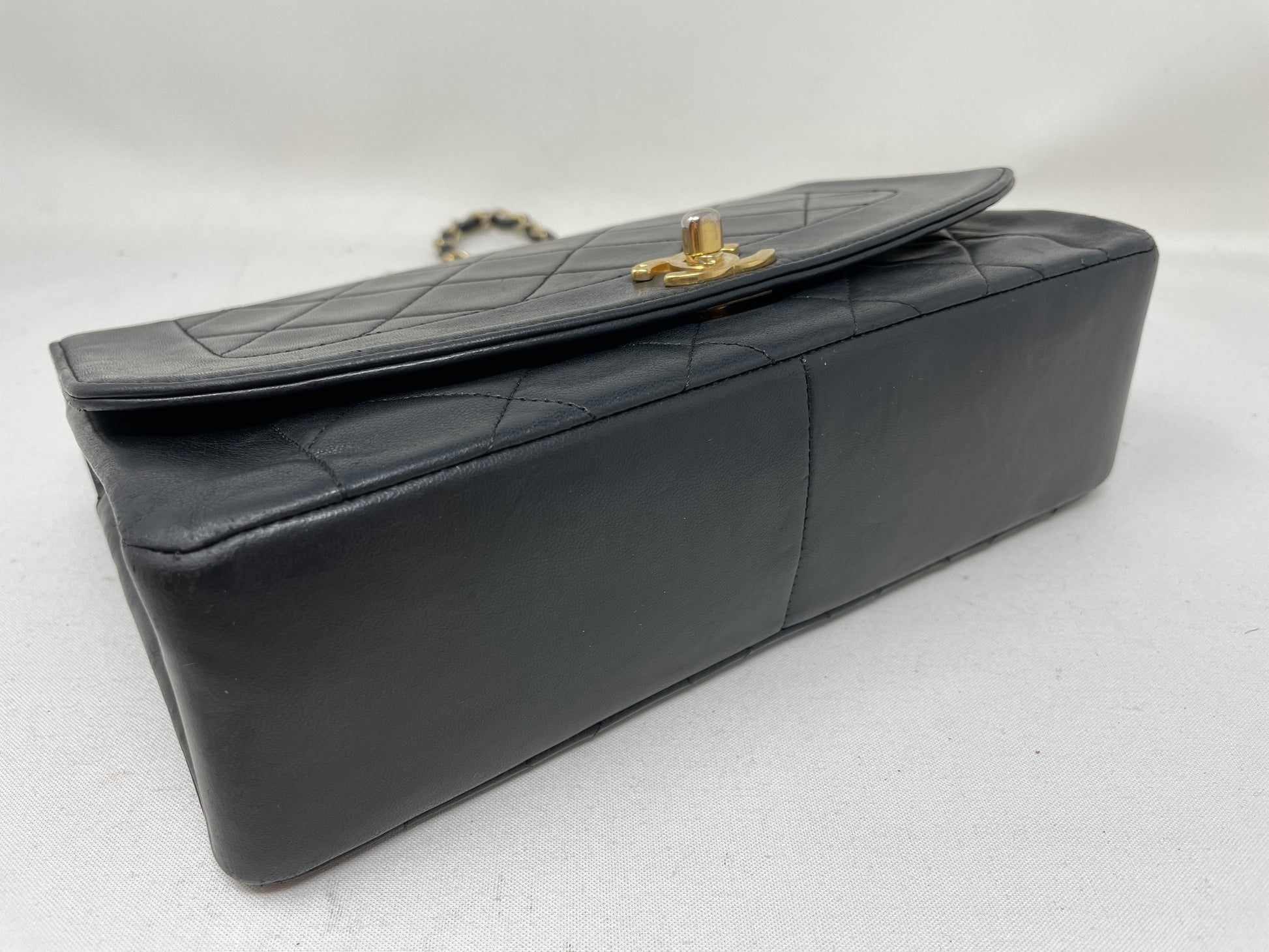 CHANEL Diana Matelasse Shoulder Bag in Black with Seal Card
