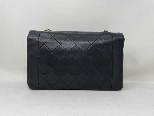 CHANEL Diana Matelasse Shoulder Bag in Black with Seal Card