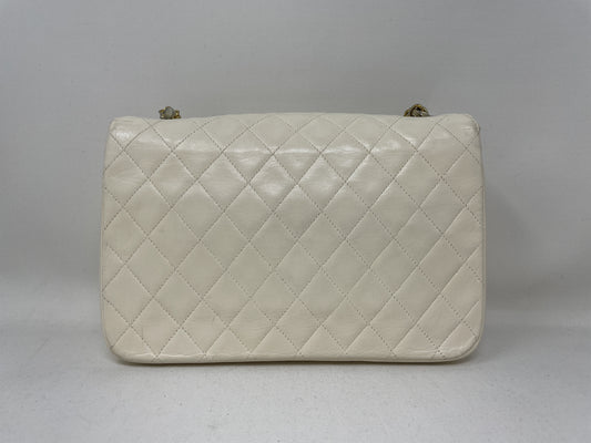 CHANEL CHANEL Matelasse Shoulder Bag Turn Lock White with Seal