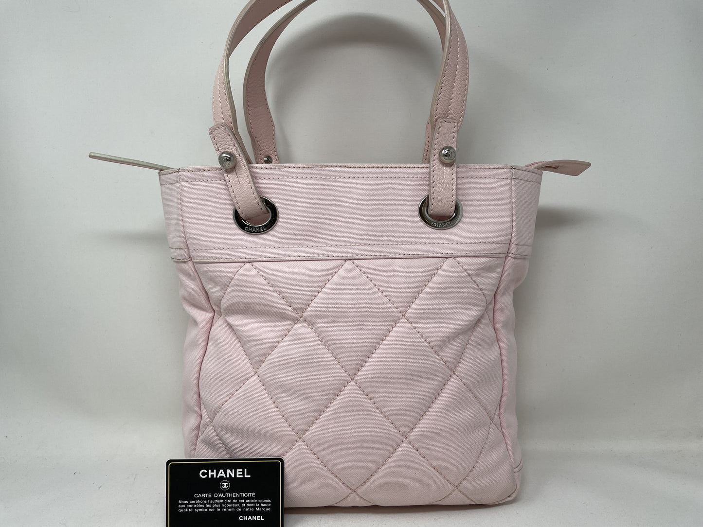 CHANEL Paris-Biarritz Matelasse Tote Bag, Pink, with Sticker Card