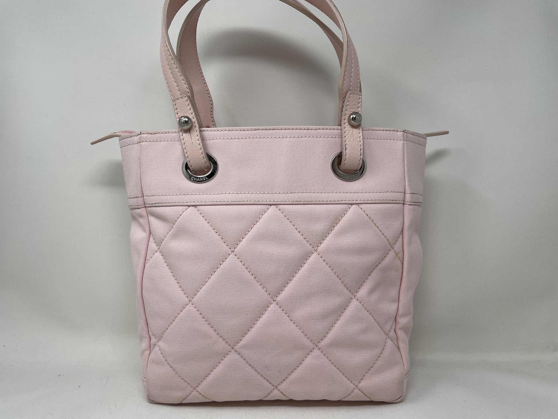 CHANEL Paris-Biarritz Matelasse Tote Bag, Pink, with Sticker Card