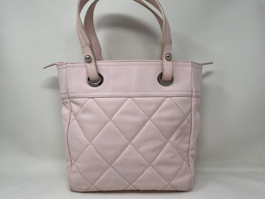 CHANEL Paris-Biarritz Matelasse Tote Bag, Pink, with Sticker Card