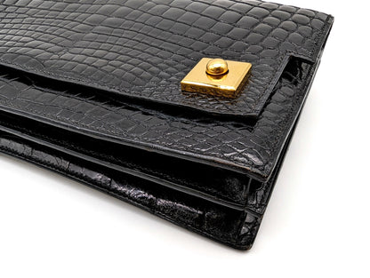 HERMES Crocodile Piano Polosus Handbag with V Stamp