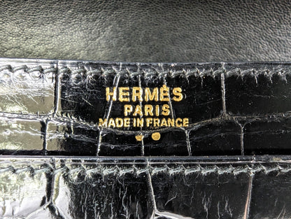 HERMES Crocodile Piano Polosus Handbag with V Stamp
