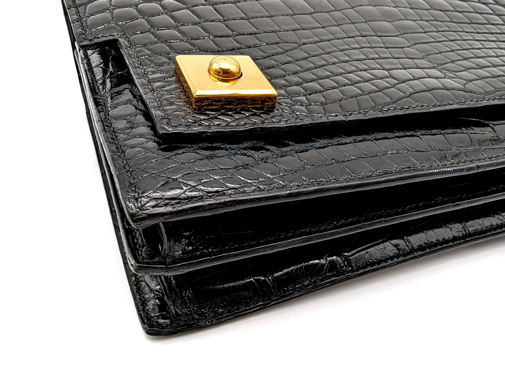 HERMES Crocodile Piano Polosus Handbag with V Stamp