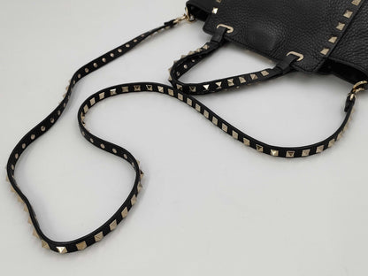 Valentino Garavani VALENTINO Garavani Rock Studs Leather Mini 2way bag Black bag