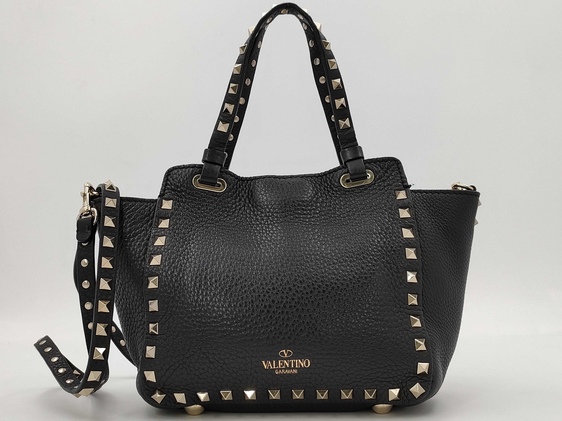 Valentino Garavani VALENTINO Garavani Rock Studs Leather Mini 2way bag Black bag