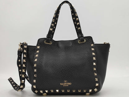 Valentino Garavani VALENTINO Garavani Rock Studs Leather Mini 2way bag Black bag