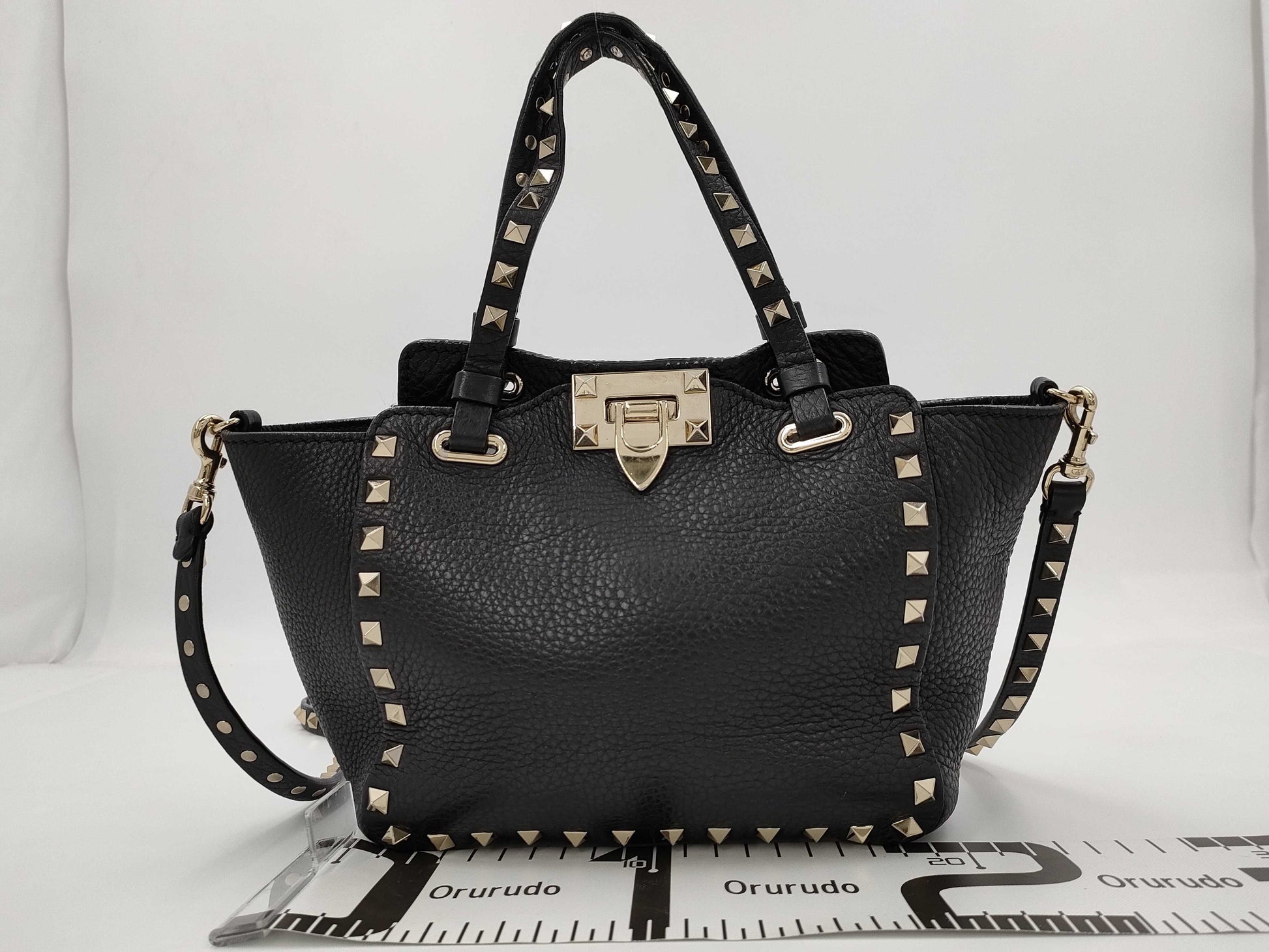 Valentino Garavani VALENTINO Garavani Rock Studs Leather Mini 2way bag Black bag