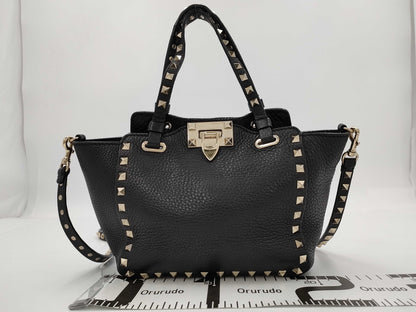 Valentino Garavani VALENTINO Garavani Rock Studs Leather Mini 2way bag Black bag