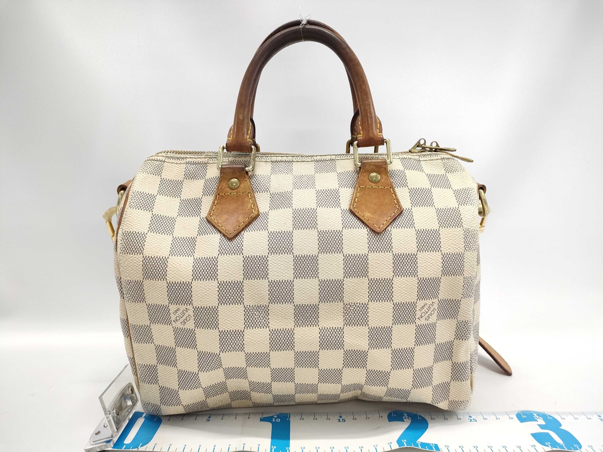 LOUIS VUITTON LV Damier Azur Speedy Bandouliere 25 Handbag