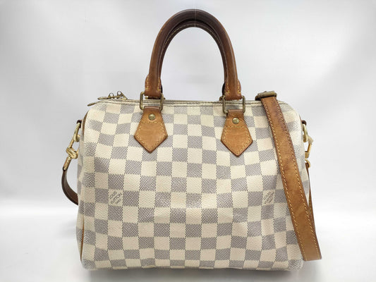 LOUIS VUITTON LV Damier Azur Speedy Bandouliere 25 Handbag