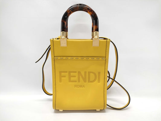 FENDI Sunshine Shopper Small 2-Way Bag Yellow Handbag
