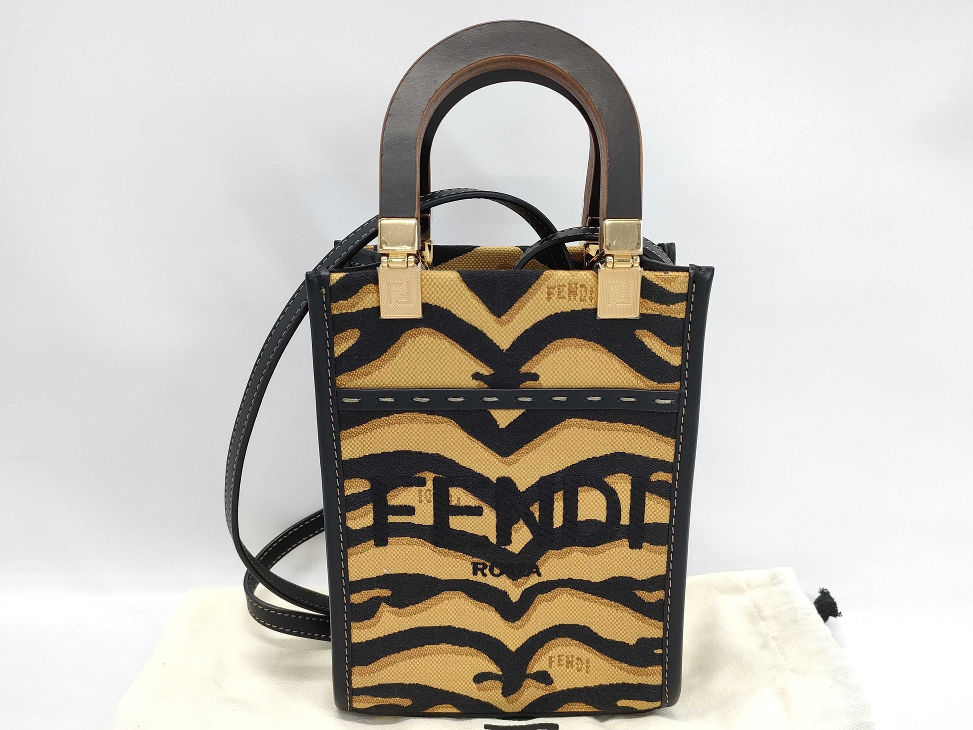 FENDI Sunshine Shopper Mini 2-Way Bag Tiger Handbag