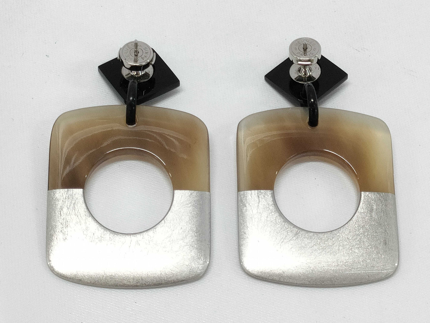 HERMES Buffalo Horn Earrings