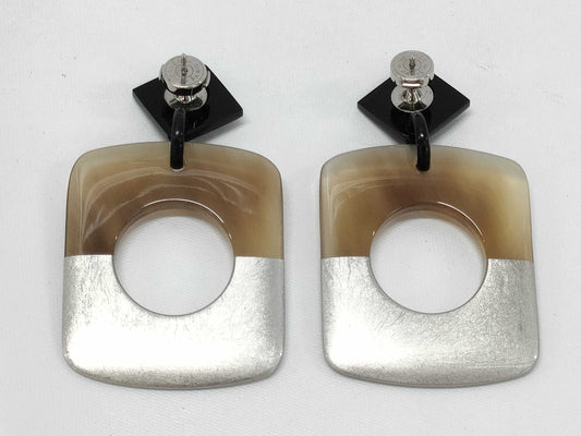 HERMES Buffalo Horn Earrings