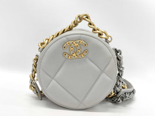 CHANEL Chanel 19 Round Chain Shoulder Bag Light Gray Shoulder Bag