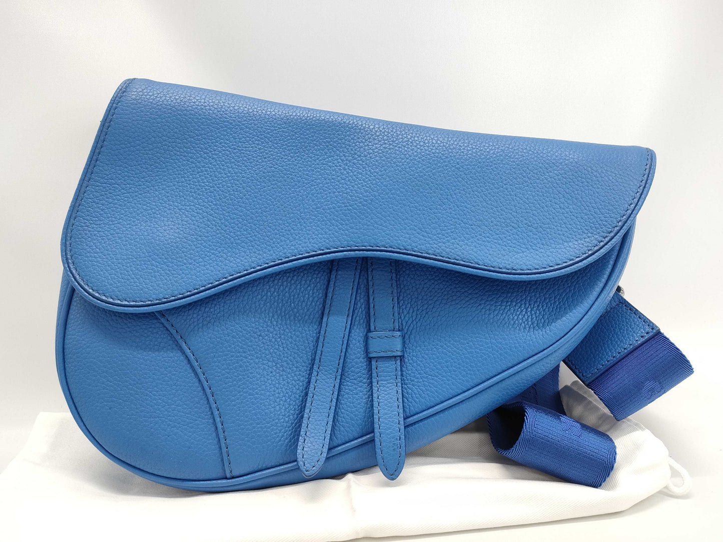 Dior Saddle Bag Leather Shoulder Bag Blue