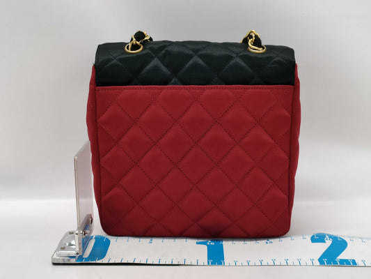 CHANEL Matelasse Silk Satin Mini Shoulder Bag, Two-Tone Black and Red