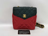 CHANEL Matelasse Silk Satin Mini Shoulder Bag, Two-Tone Black and Red
