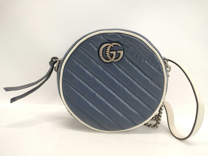 GUCCI GG Marmont Round Shoulder Bag, Navy