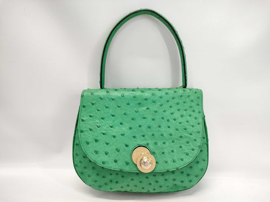 CELINE Ostrich Star Ball Handbag Green