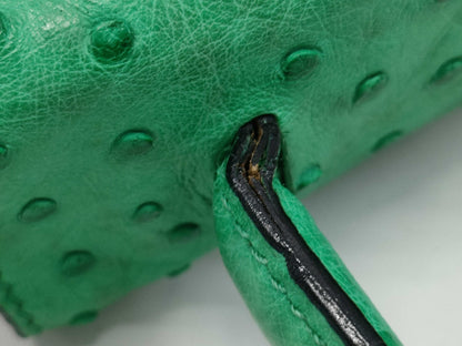 CELINE Ostrich Star Ball Handbag Green