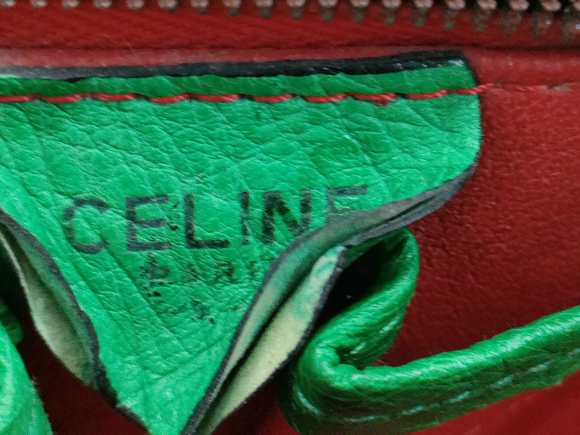 CELINE Ostrich Star Ball Handbag Green
