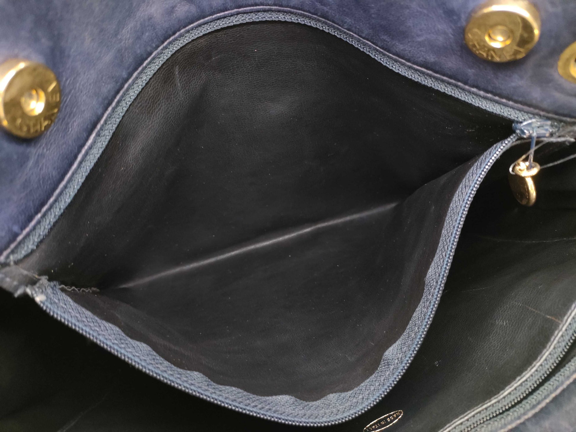 CHANEL Lambskin Chain Shoulder Bag Navy