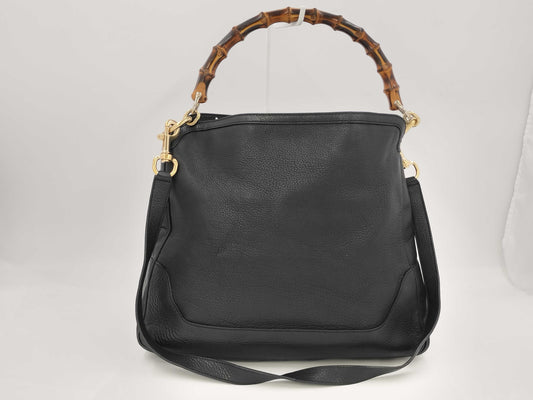 GUCCI Bamboo Leather 2-Way Bag Black 282315 Bag