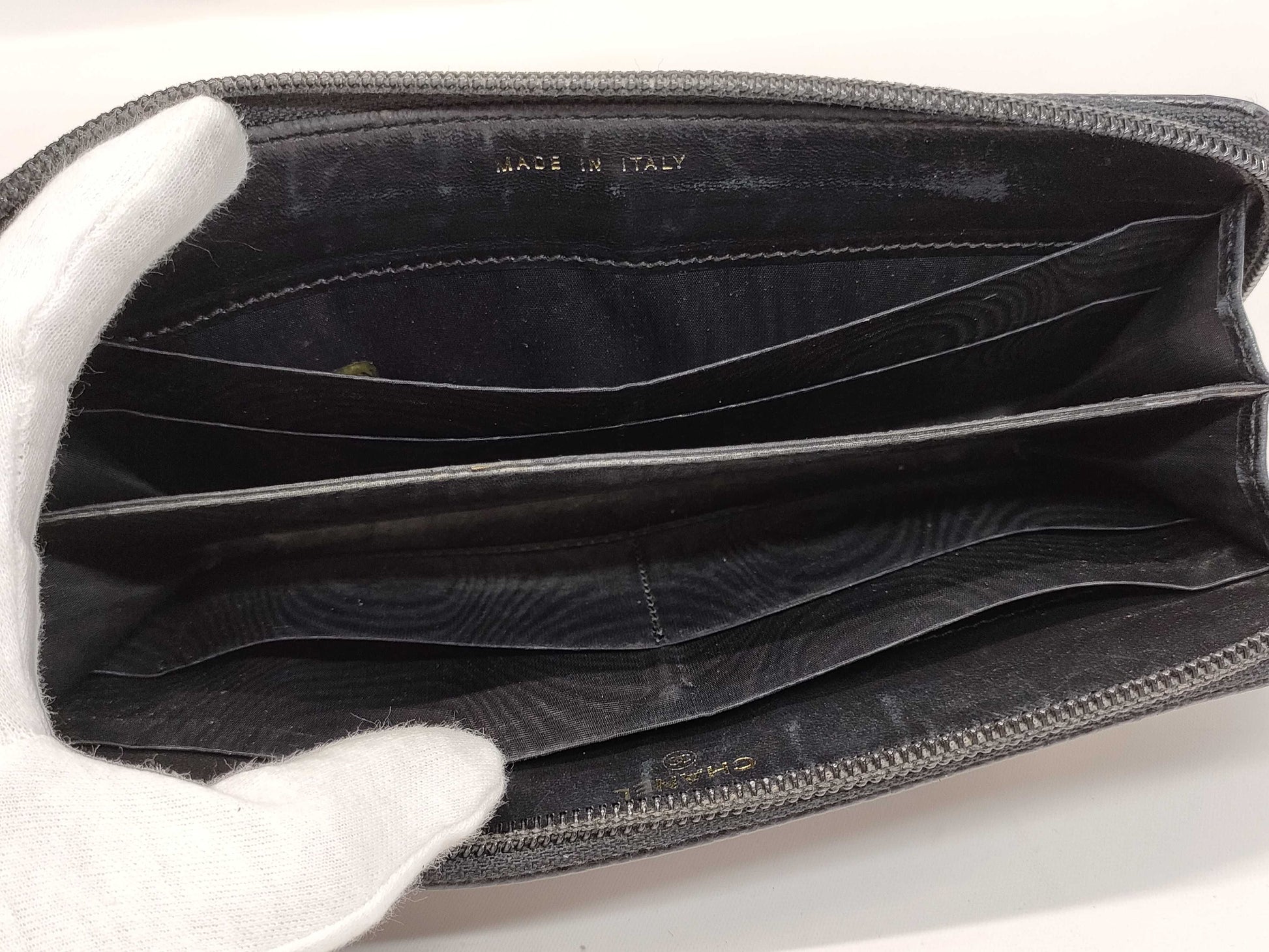 CHANEL Caviar Leather Long Wallet Black Wallet