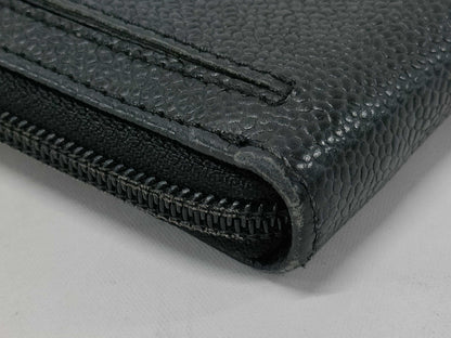 CHANEL Caviar Leather Long Wallet Black Wallet