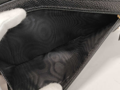 CHANEL Caviar Leather Long Wallet Black Wallet
