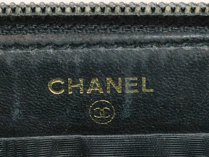 CHANEL Caviar Leather Long Wallet Black Wallet