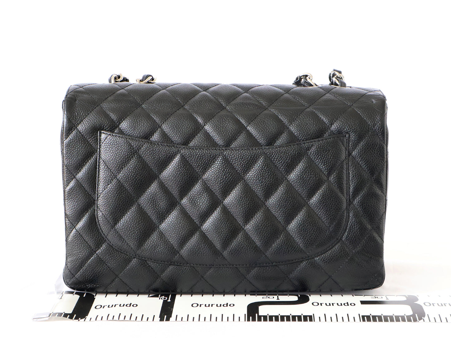 CHANEL Seal 11 Series Caviar Skin Deca Matelasse 30 Double Chain Shoulder Bag Black