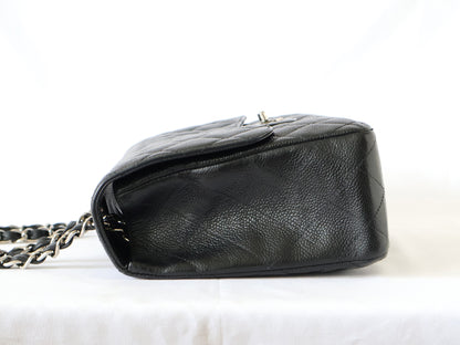 CHANEL Seal 11 Series Caviar Skin Deca Matelasse 30 Double Chain Shoulder Bag Black