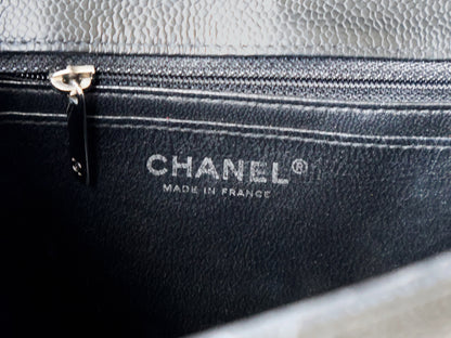 CHANEL Seal 11 Series Caviar Skin Deca Matelasse 30 Double Chain Shoulder Bag Black