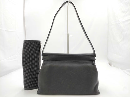 HERMES Yo Bag Leather Black Shoulder Bag with E Stamp