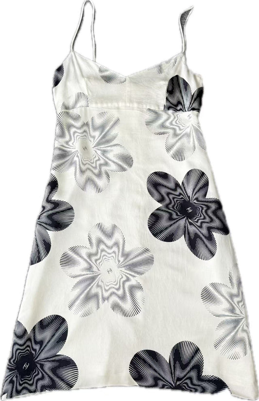 CHANEL Silk Suspender Coco Logo Dress Size 38 Dress