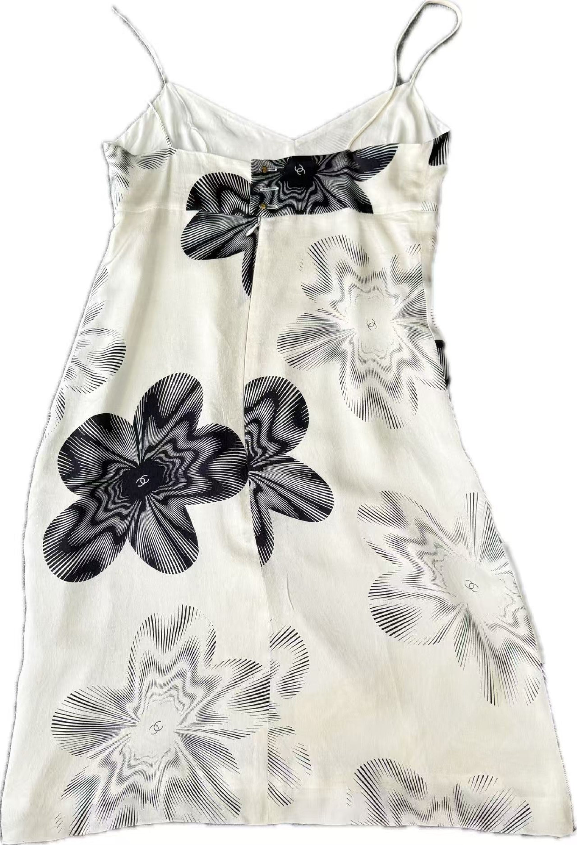 CHANEL Silk Suspender Coco Logo Dress Size 38 Dress