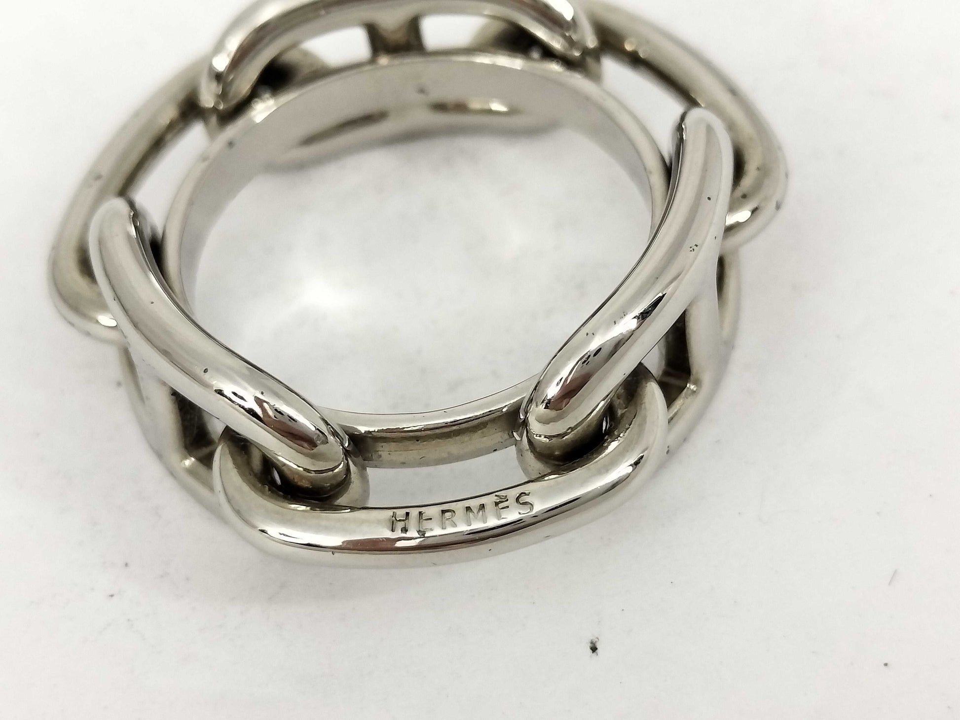 HERMES Chaine d'Ancre Scarf Ring Silver Color Other Accessories