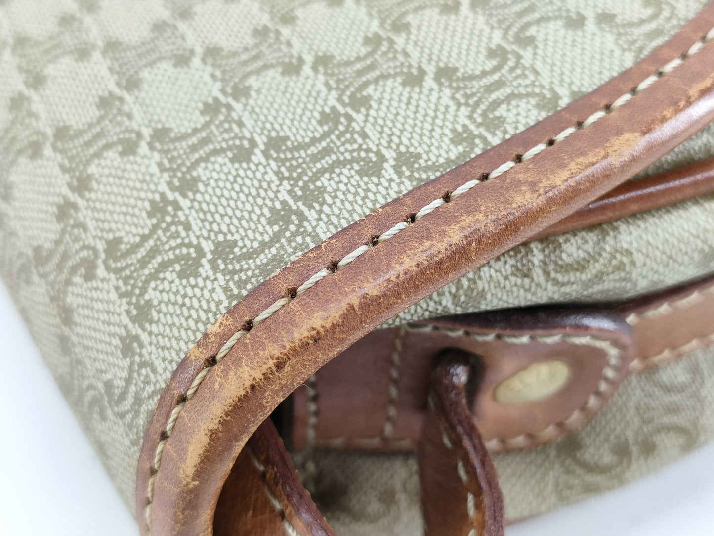 CELINE Macadam Shoulder Bag Beige Brown Shoulder Bag