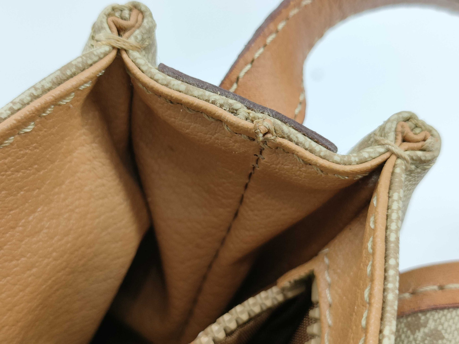 CELINE Macadam Shoulder Bag Beige Brown Shoulder Bag