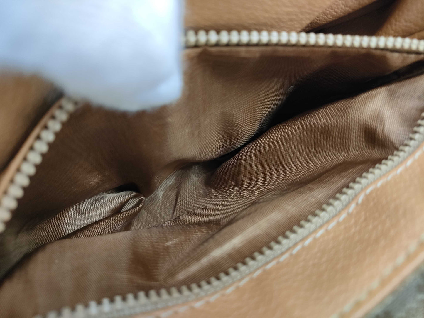 CELINE Macadam Shoulder Bag Beige Brown Shoulder Bag