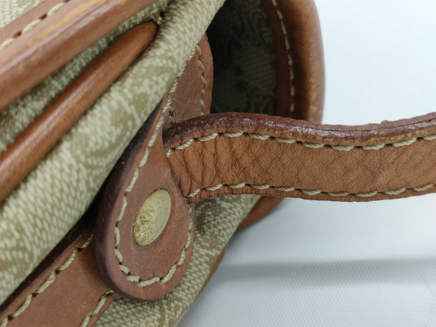CELINE Macadam Shoulder Bag Beige Brown Shoulder Bag