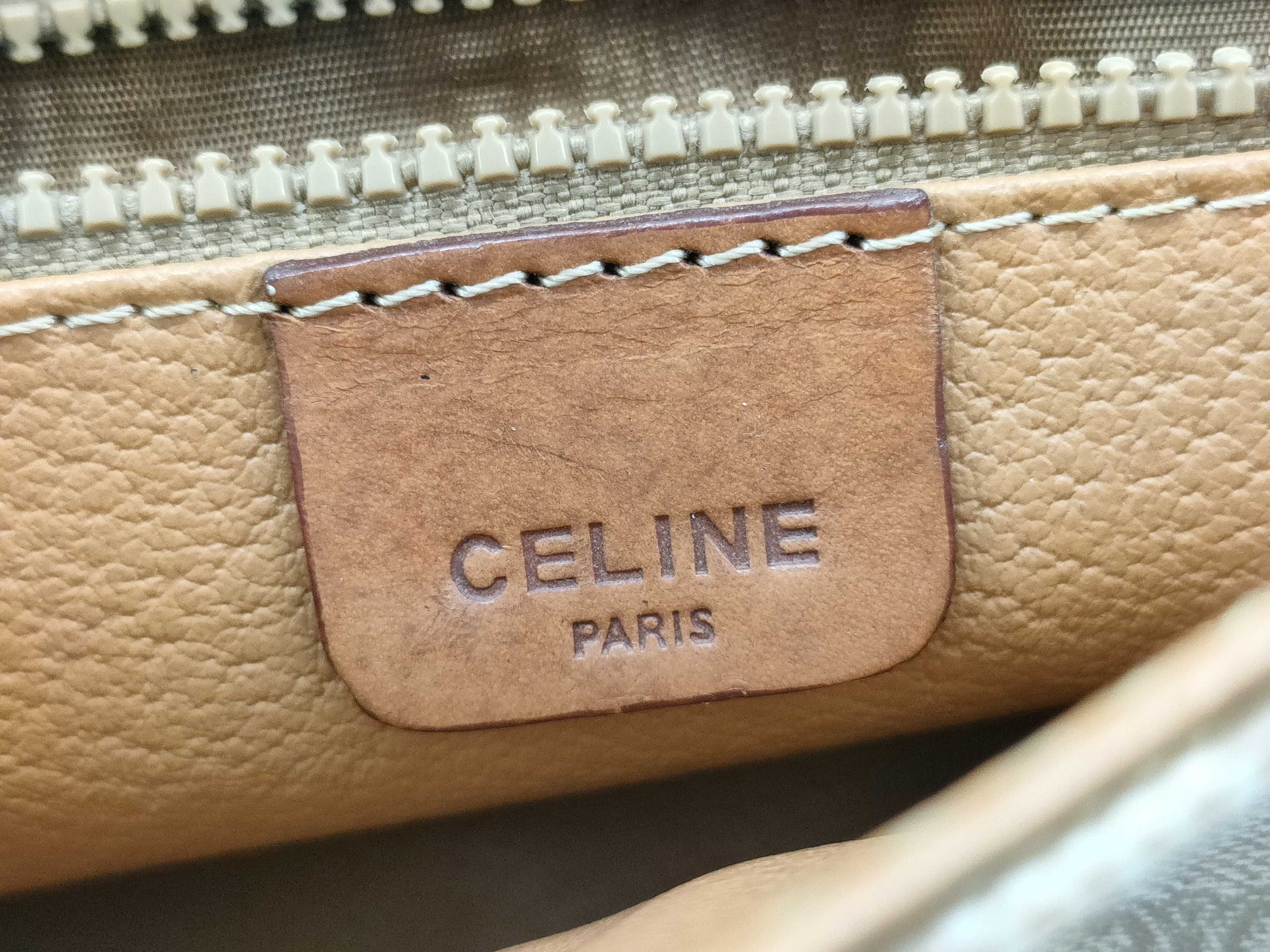 CELINE Macadam Shoulder Bag Beige Brown Shoulder Bag