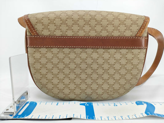 CELINE Macadam Shoulder Bag Beige Brown Shoulder Bag