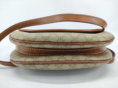 CELINE Macadam Shoulder Bag Beige Brown Shoulder Bag